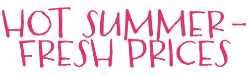 Schriftzug Hot summer – Fresh prices